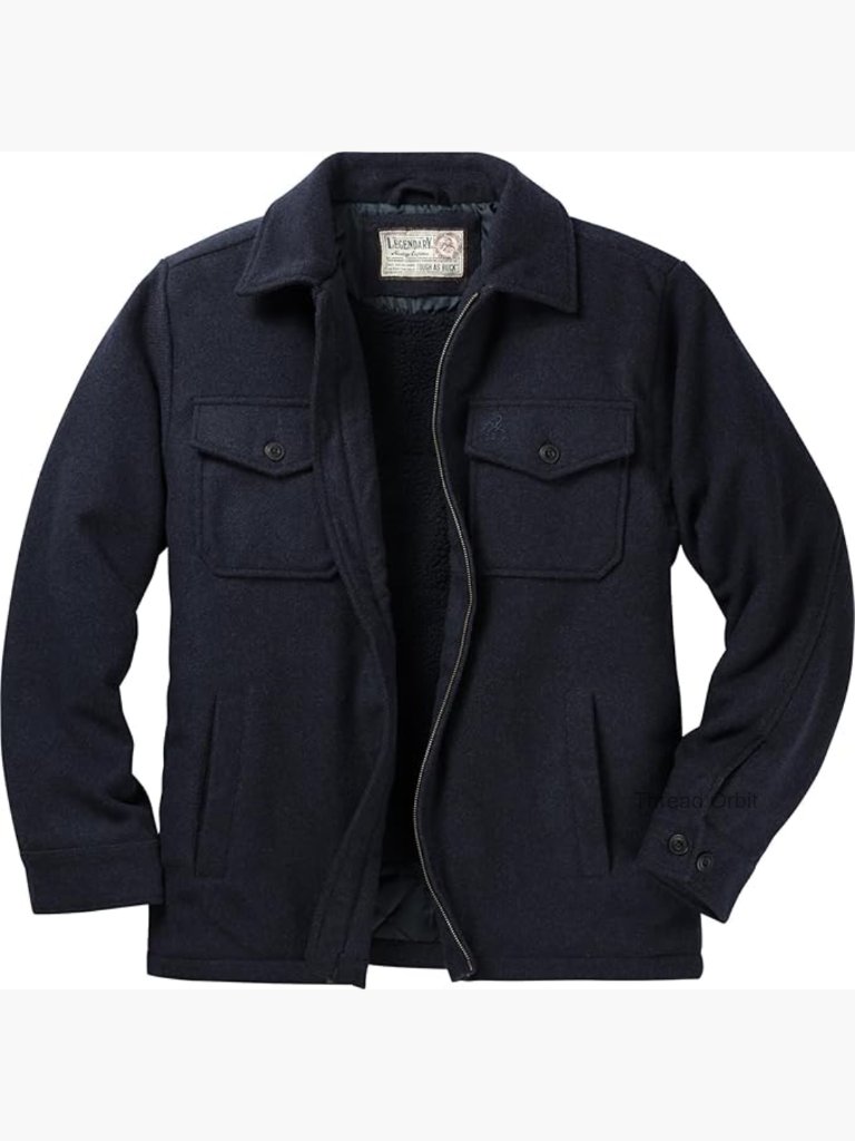 Wool Blend Jacket Insulated Berber Lined Coat Men's